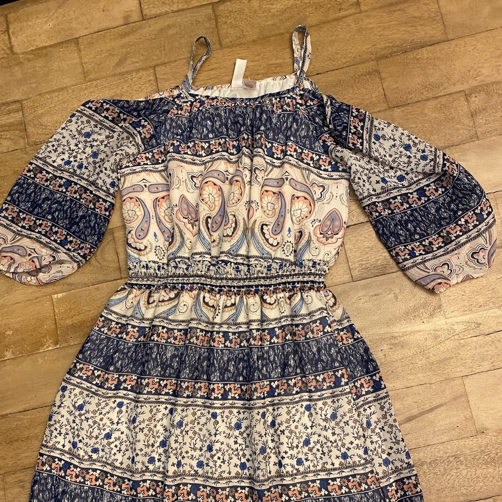 🎉Japna Cold Shoulder Puff Sleeve Dress Size 14 - Picture 5 of 5